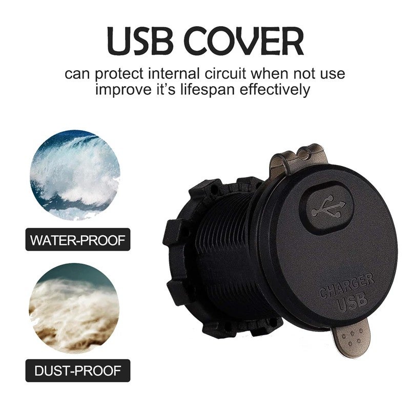 Bluejw Quick Digital Voltmeter 12V/24V USB Car Charger QC3.0 Fast Charger with On/Off Switch & Cigarette Lighter Adapter, Automobile Chargers - Image 5